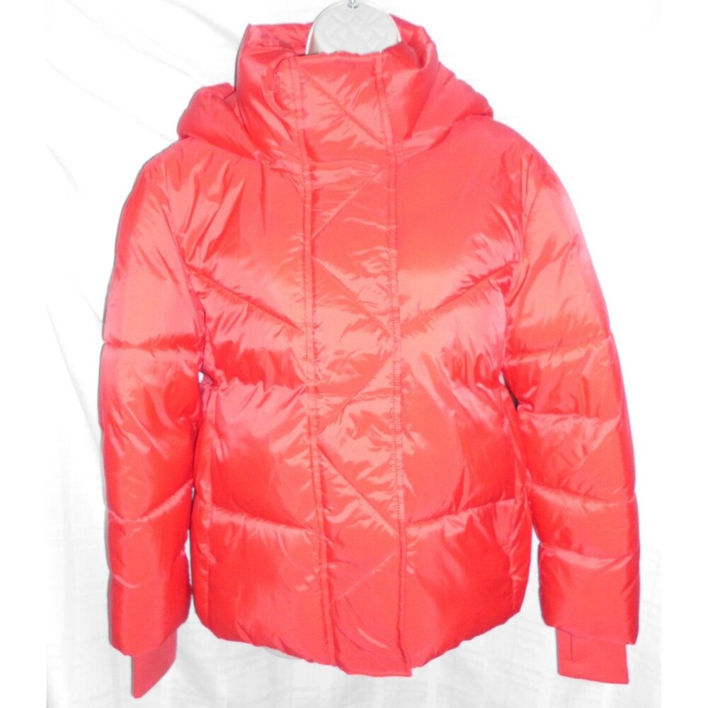 BCBG Generation Women's Red Hooded Puffer Quilt Jacket Coat Size Small New w Tag